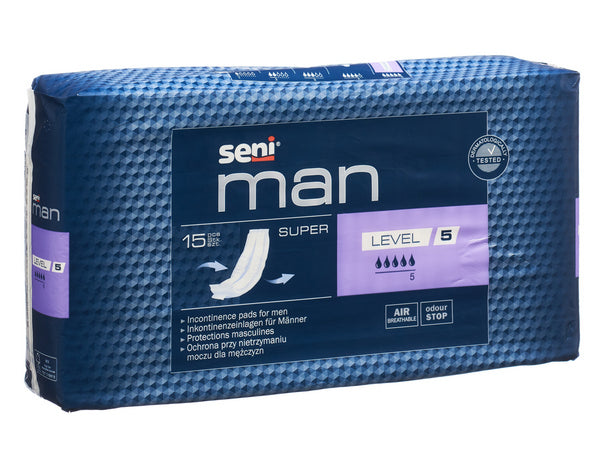 Seni Man Super Level 5, Inkontinenzeinlage für Männer – 15 Stück