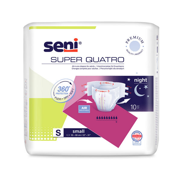 Seni Super Quatro Small 55-80, altrosa, Inkontinenzslip geschlossen – 10 Stück