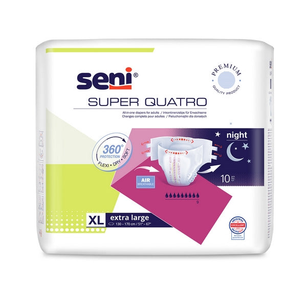Seni Super Quatro X-Large 130-170, altrosa, 60 Stück – 1 Karton (6 × 10)