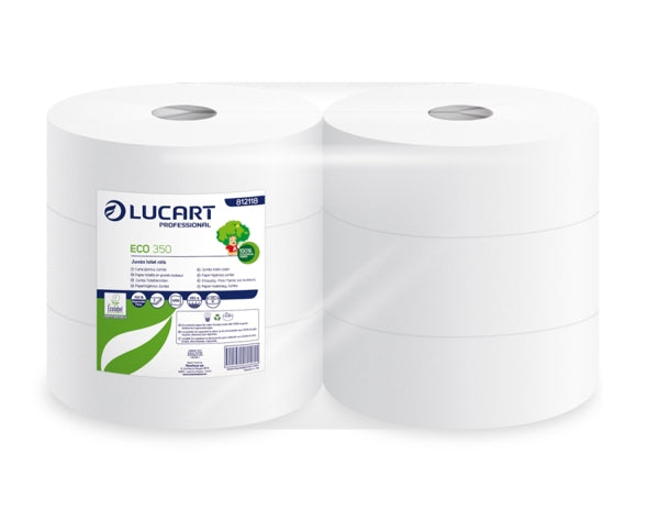 Lucart Eco 350 Toilettenpapier Maxi Jumbo, Recycling, 2-lagig, 1458 Blatt – 6 Rollen