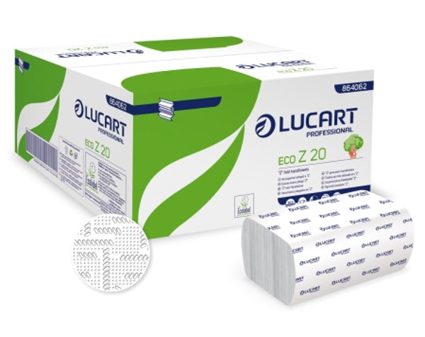 Lucart EcoNatural Z 20 Handtuch, Recycling, 2-lagig, weiss, 20 × 24 cm – 3000 Stück