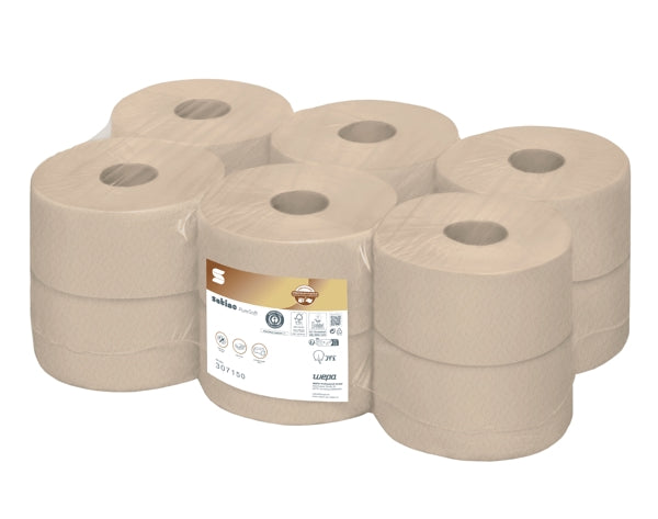 Satino PureSoft Jumbo Centerfeed Toilettenpapier – CF2 System, Recycling, 2-lagig – 12 Rollen