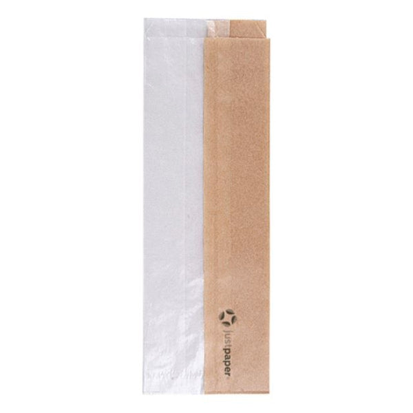 Sandwichbeutel mit Sichtfenster, Pergament, braun, 9 + 5,5 × 26 cm – 250 Stück