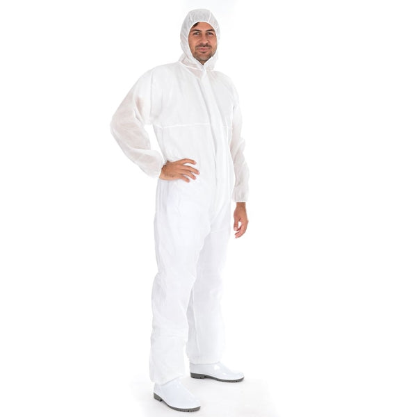 Overall TYP 5+6 SMS mit Kapuze und Reissverschluss, weiss, Grösse XXL – 50 Stück
