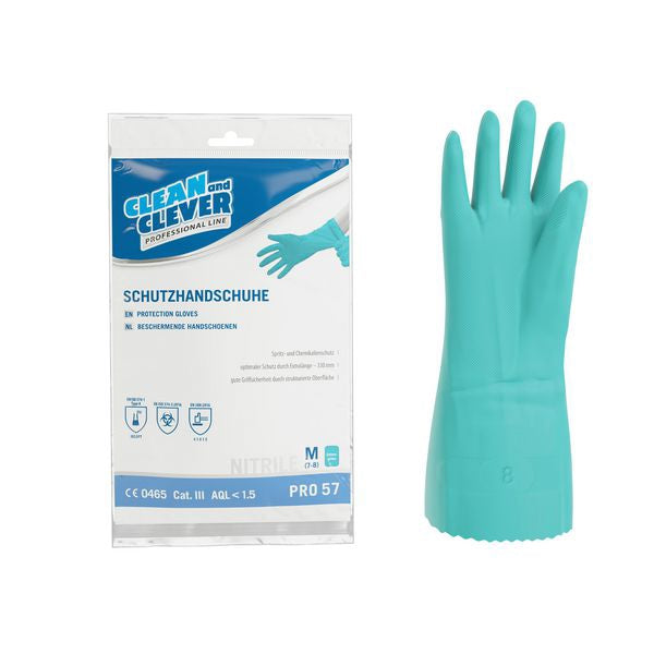 Nitril-Schutzhandschuhe CLEAN and CLEVER PRO 57, grün, 33 cm, Grösse M – 12 Paar