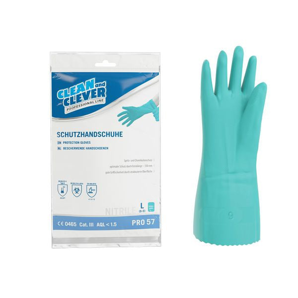 Nitril-Schutzhandschuhe CLEAN and CLEVER PRO 57, grün, 33 cm, Grösse L – 12 Paar