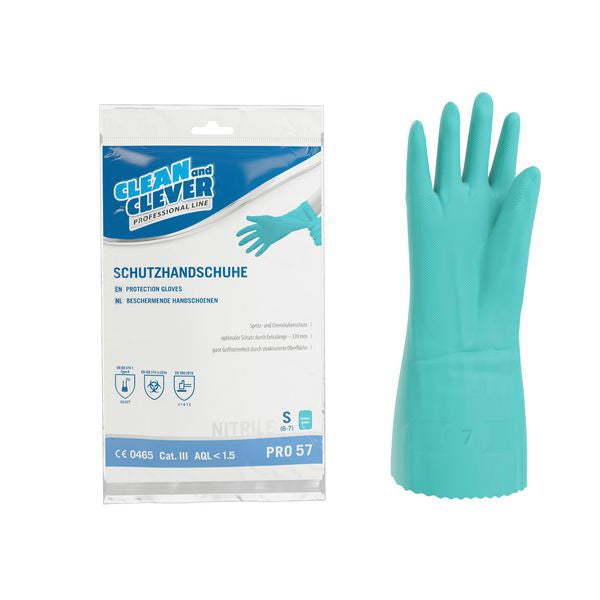 Nitril-Schutzhandschuhe CLEAN and CLEVER PRO 57, grün, 33 cm, Grösse S – 12 Paar