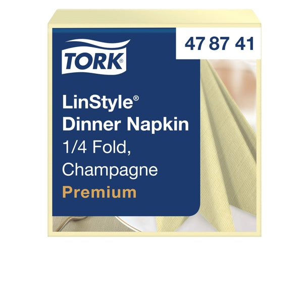 Servietten Tork LinStyle Premium, Airlaid, 39 × 39 cm, 1/4-Falz, champagner