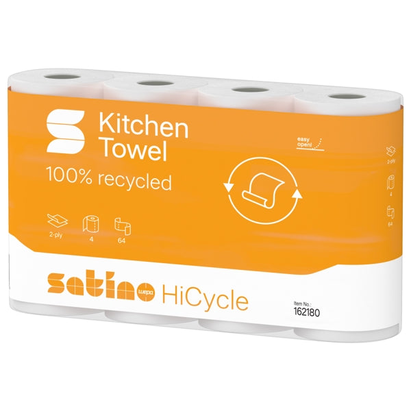 Satino HiCycle Haushaltrollen, Recycling, 2-lagig, 64 Blatt – 32 Rollen
