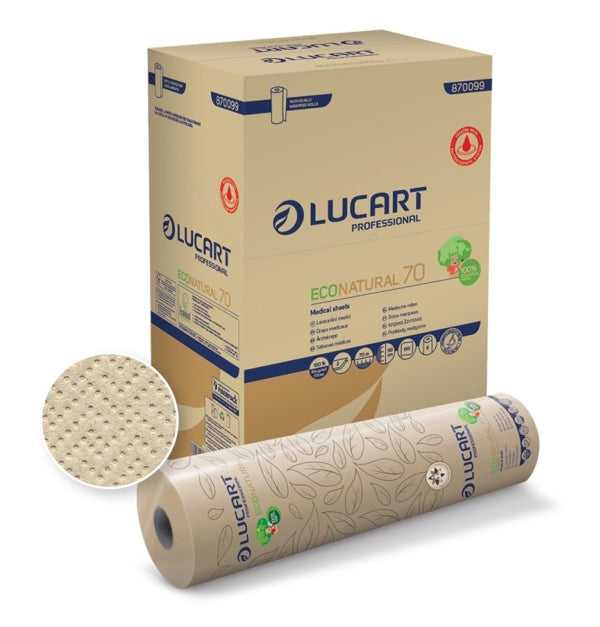 Lucart EcoNatural Ärzterolle, Recycling, 2-lagig, havanna, 59 × 37 cm – 6 Stück