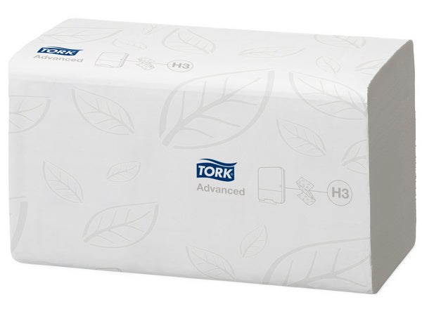 Handtuch Tork Advanced – H3 System, V-Falz, Recycling, 2-lagig, hochweiss, 25 × 23 cm