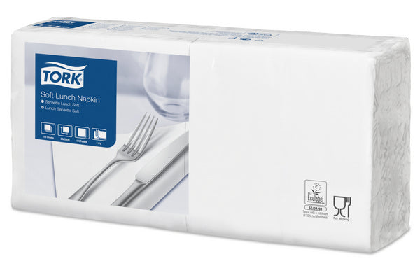 Servietten Tork Advanced, 33 × 33 cm, 3-lagig, 1/4-Falz, weiss