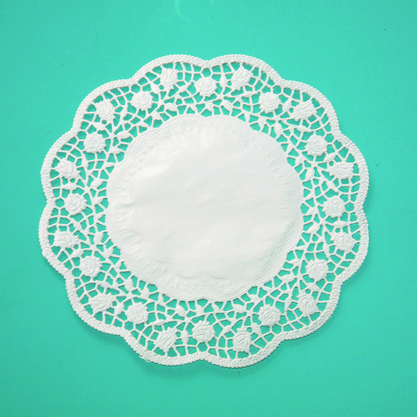 Spitzenpapier Rosenmuster, rund, weiss, 30 cm – 250 Stück