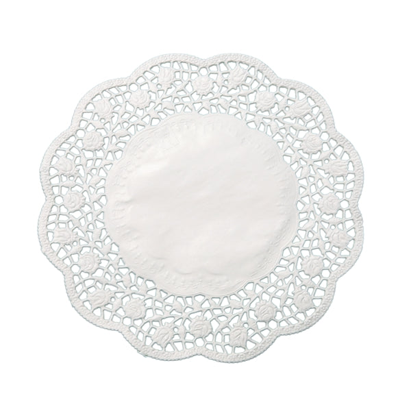 Spitzenpapier Rosenmuster, rund, weiss, 33 cm – 250 Stück