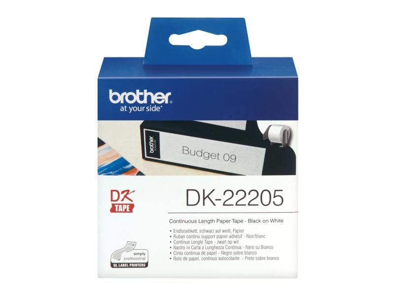 Endlos-Etikettenrolle Brother DK-22205, Papier weiss, 62 mm × 30,48 m
