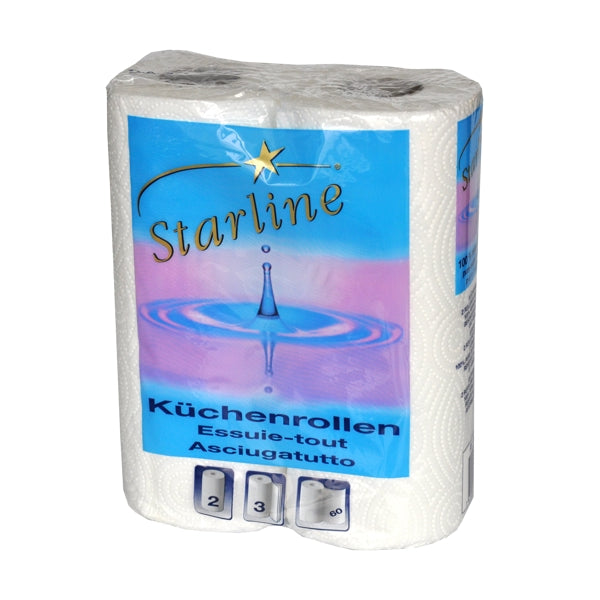 Starline Küchenrollen, Zellstoff, 3-lagig, 60 Blatt, 22 × 25,2 cm – 40 Rollen