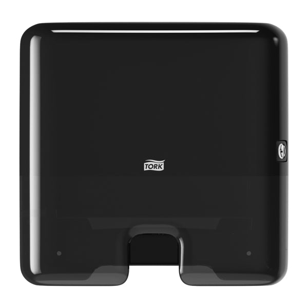 Handtuchspender Tork Xpress Mini Multifold – H2 System, Kunststoff, schwarz, H 295 × B 302 × T 101 mm, abschliessbar, mit Sichtfenster