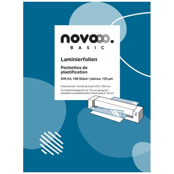 NOVOOO Laminierfolie A4, glänzend, 2× 125 my – 100 Stück
