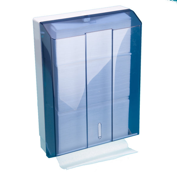 Handtuchspender für Interfold C- & V-Falz, Kunststoff, weiss/transparent, H 400 × B 280 × T 130 mm, abschliessbar