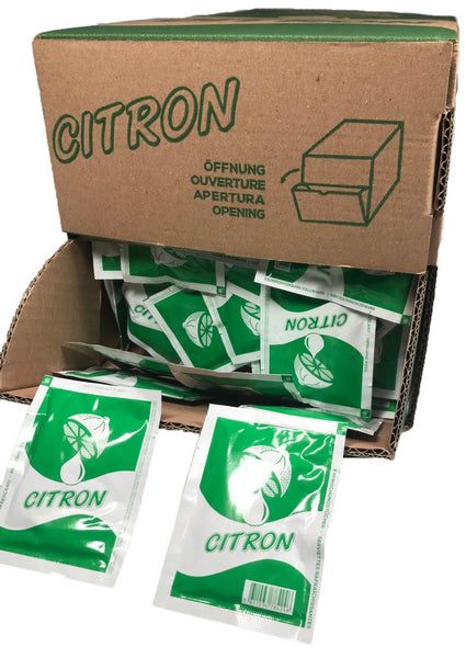 Erfrischungstücher CITRON Spunlace-Vlies 6 × 8 cm weiss im Sachet – 500 Pakete