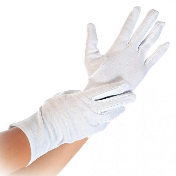 Baumwollhandschuhe HYGOSTAR, mittelschwer, weiss, Grösse M – 12 Paar