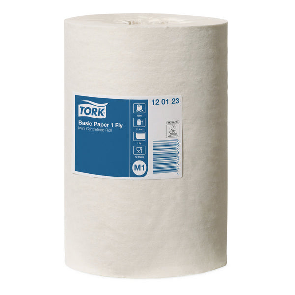 Standard-Papierwischtücher Tork Universal Mini – M1 System, Recycling, 1-lagig, weiss, 21,5 cm × 120 m, Innenabrollung
