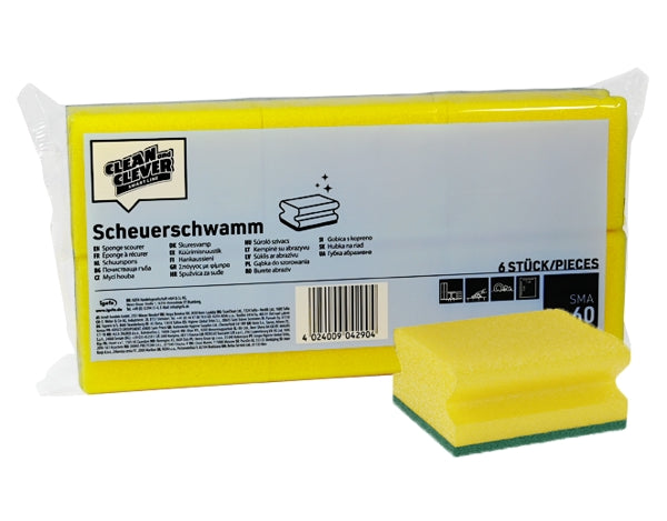 Scheuerschwamm CLEAN and CLEVER SMA 60, klein, 9,5 × 7 × 4,5 cm – 6 Stück