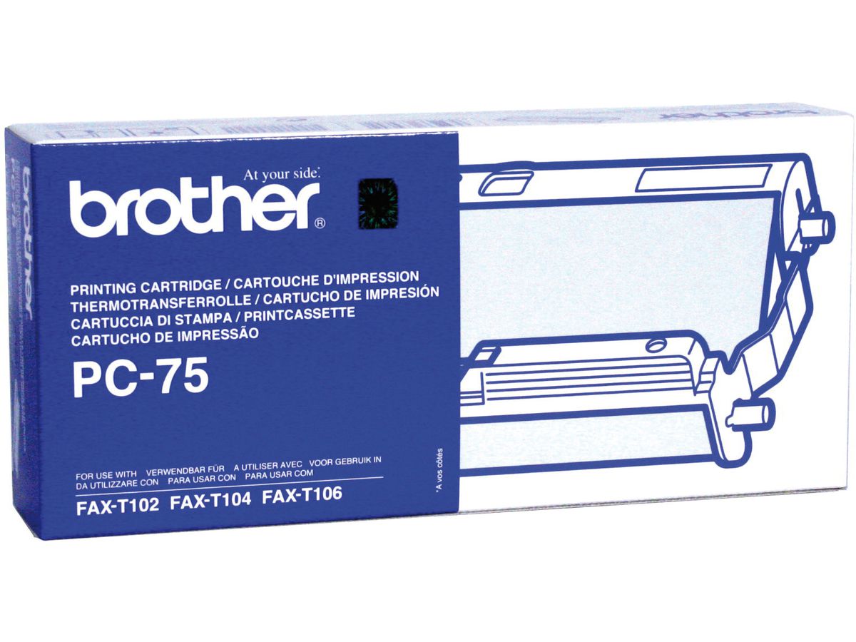 BROTHER Druckkassette m. Filmrolle PC-75 Fax T102/104/106 140 Seiten