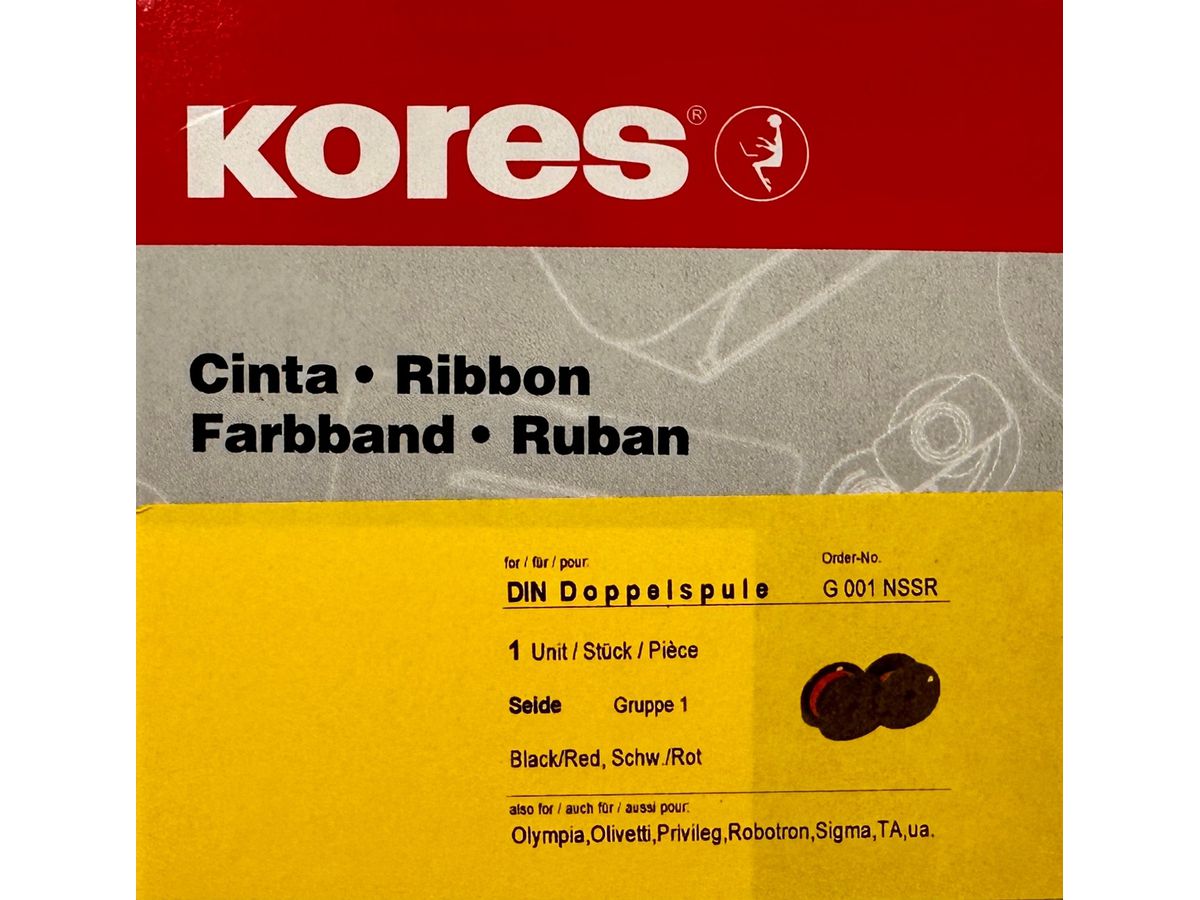 KORES Farbband Seide schwarz/rot Gr.1 Norm 13mmx10m