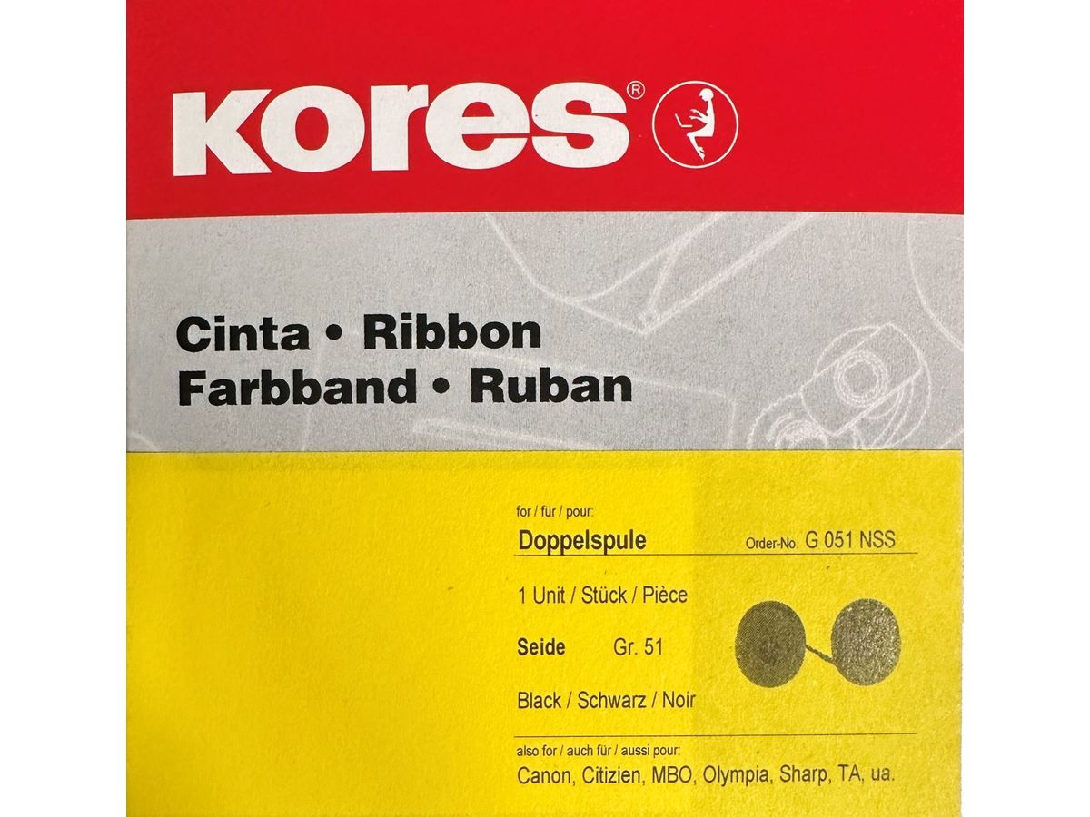 KORES Farbband Seide schwarz-rot Gr.51S/U Adler usw. 13mmx6m