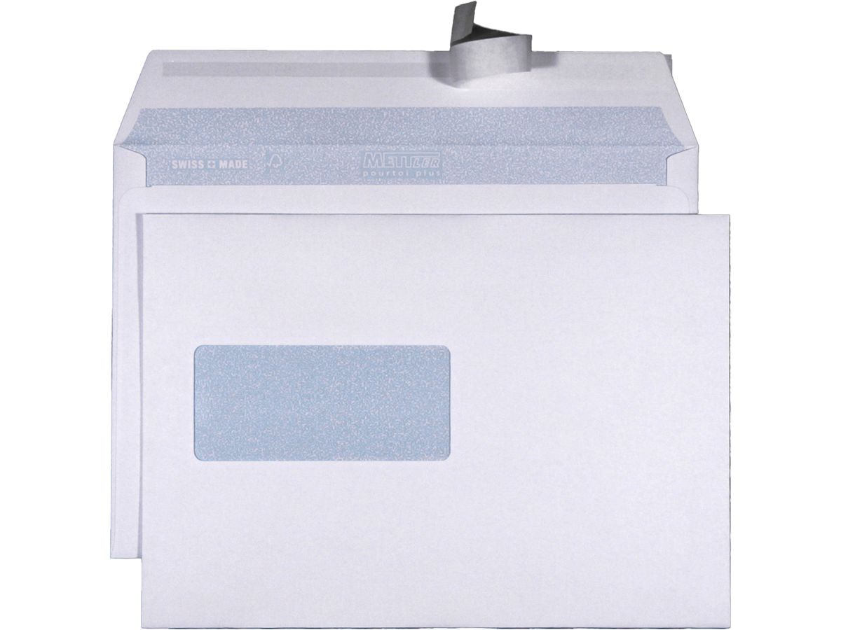 Mettler Couvert C5 Fenster links ultraweiss 100 g/m² Haftklebe (500 Stück)