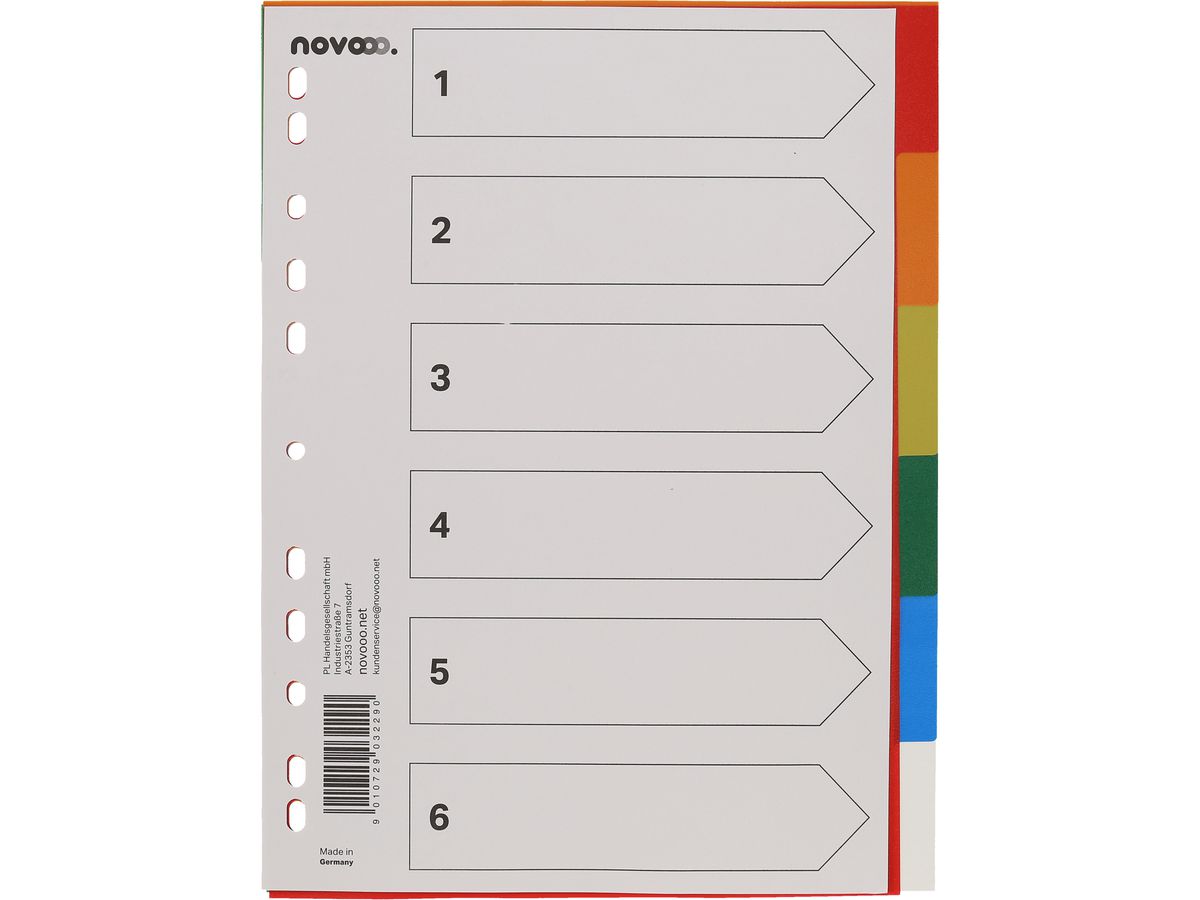 Register Novooo A4 multicolor, 6-teilig