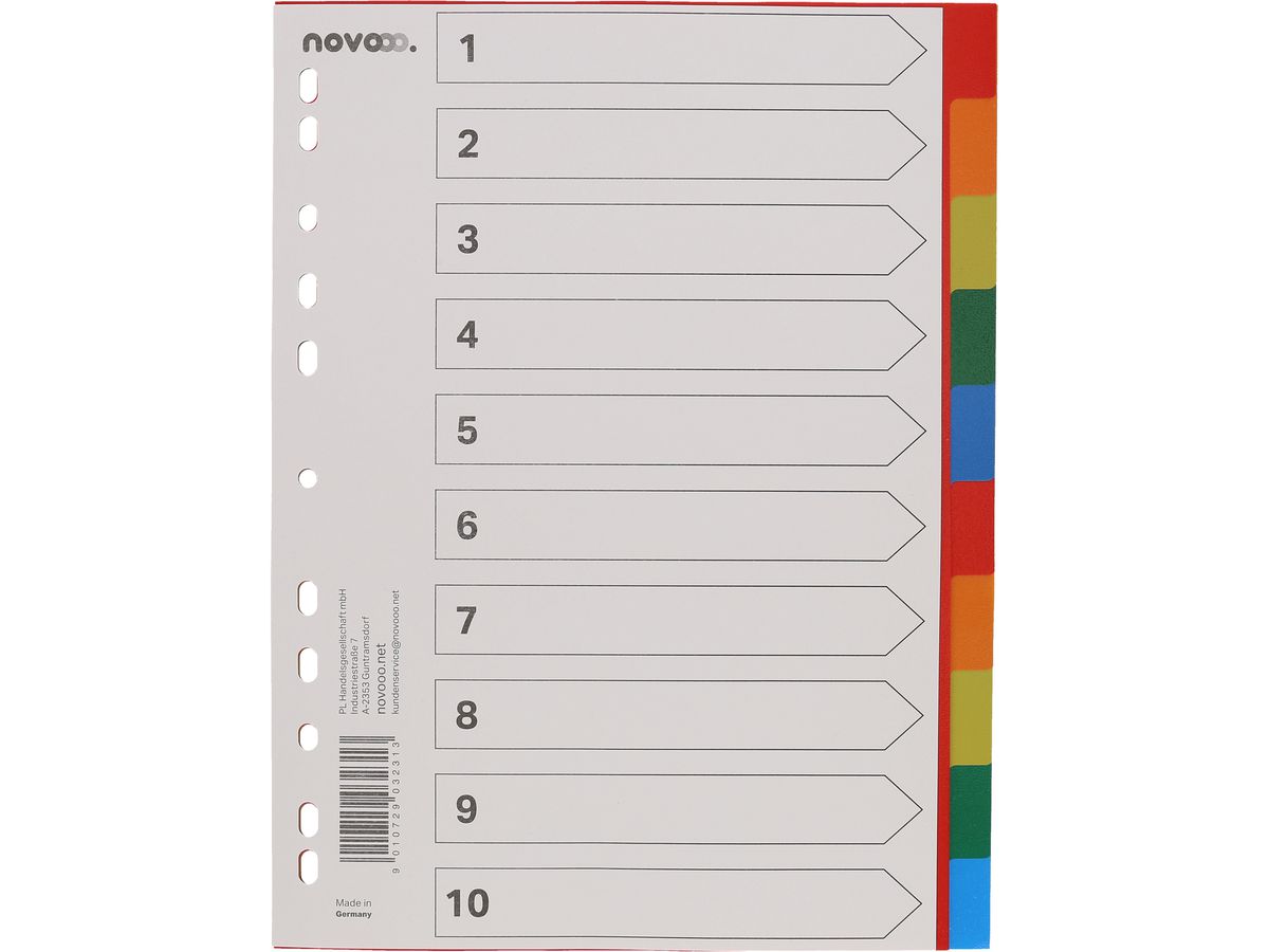 Register Novooo A4 multicolor, 10-teilig