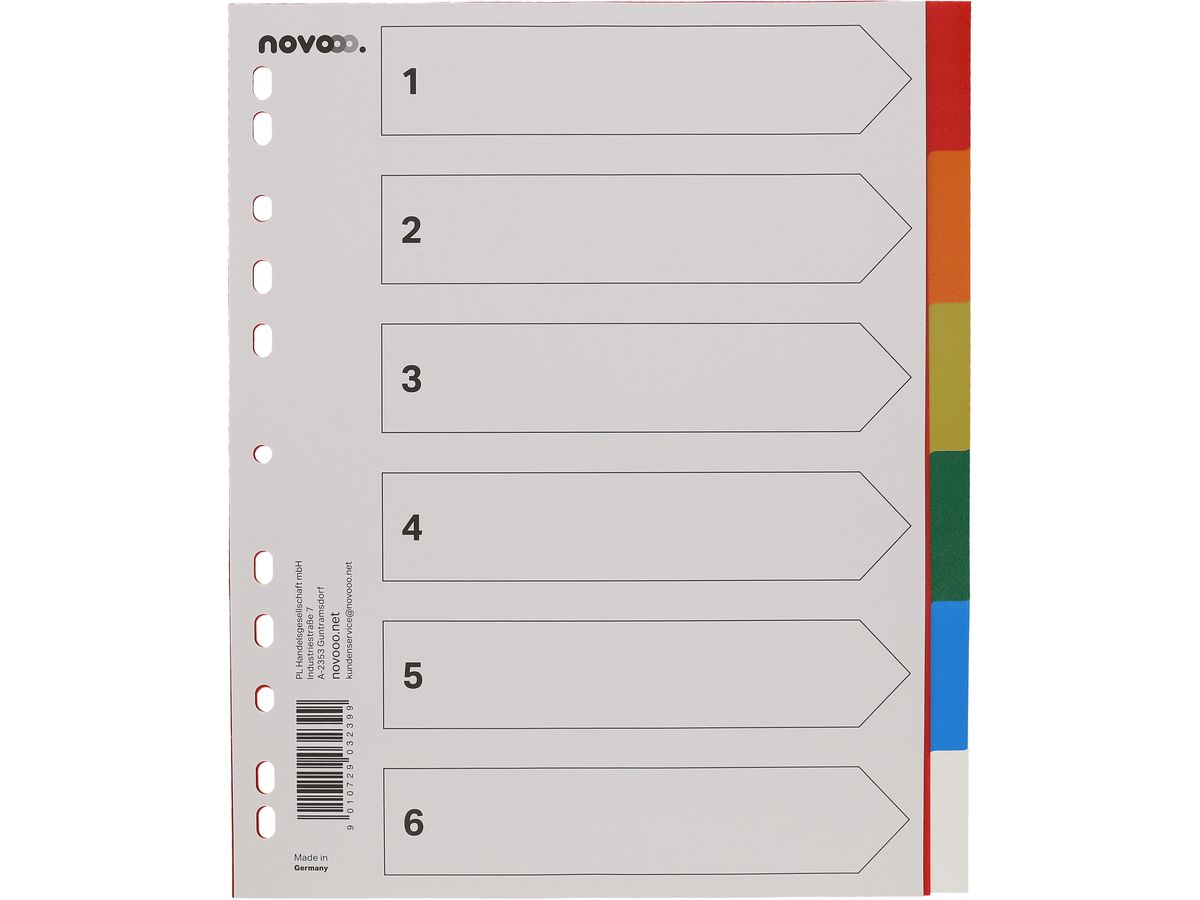 Register Novooo A4+ multicolor, 6-teilig