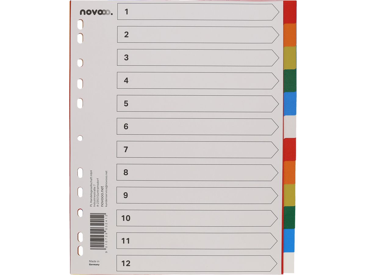 Register Novooo A4+ multicolor, 12-teilig