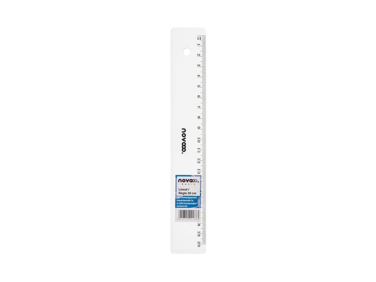 NOVOOO Massstab Kunststoff, 20 cm, transparent