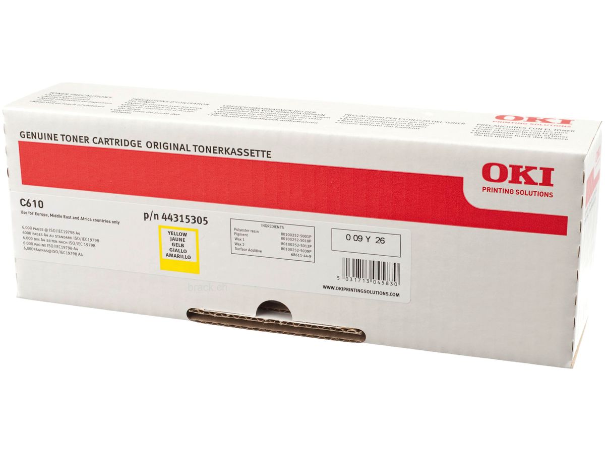 OKI C610 Original Toner, Gelb