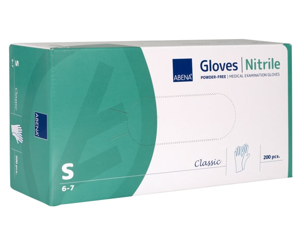 Nitril-Einweghandschuhe Abena Classic, weiss, puderfrei, unsteril, 240 mm, Grösse XL – 200 Stück
