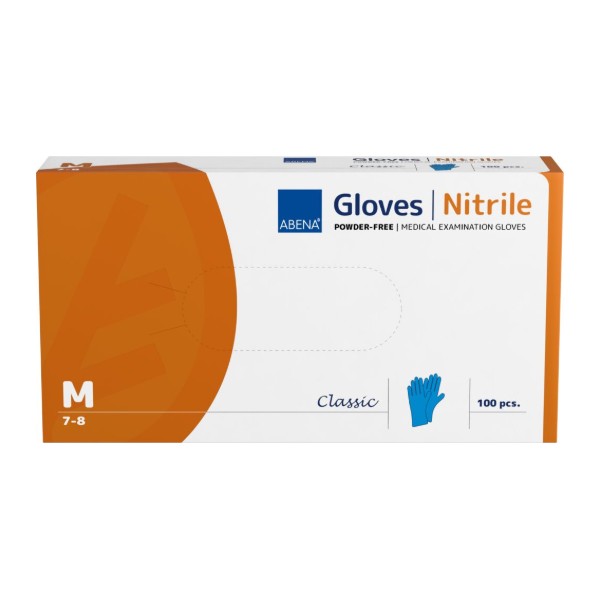 Nitril-Einweghandschuhe Abena Classic, blau, puderfrei, unsteril, 240 mm, Grösse M – 100 Stück