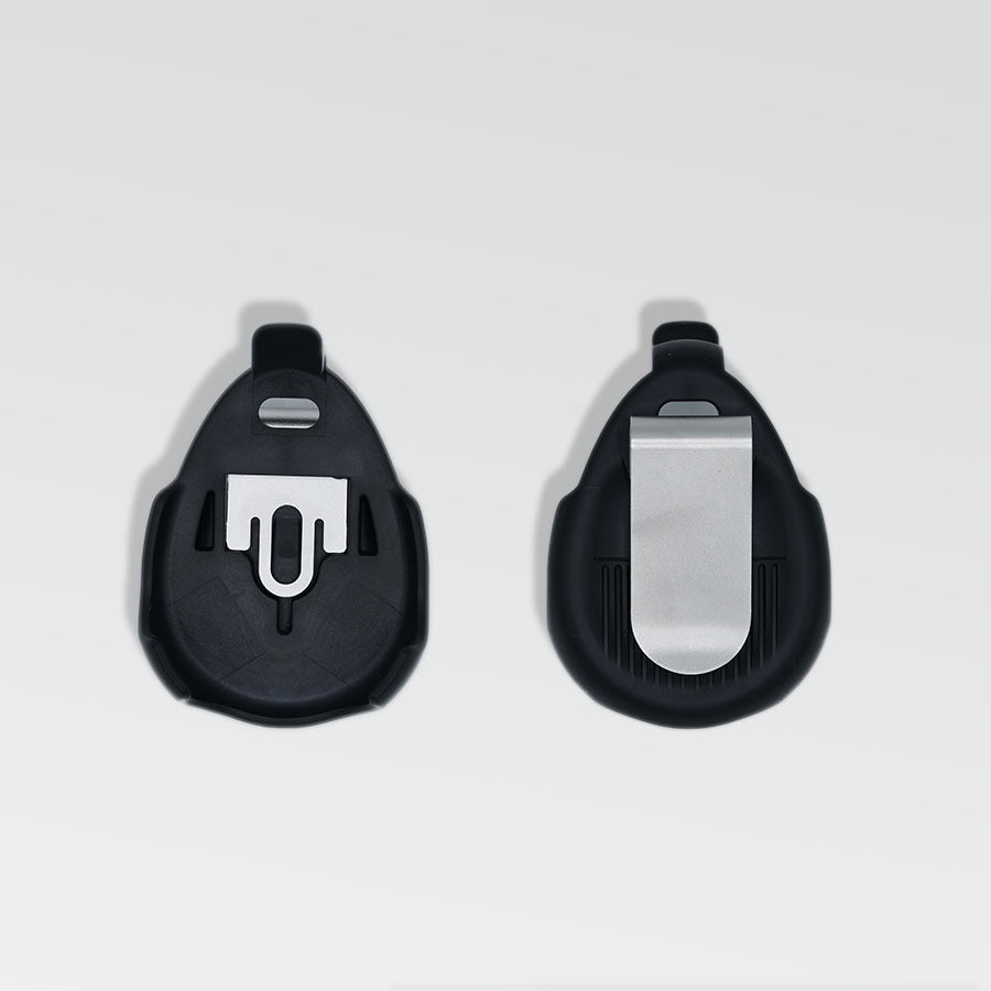 Gürtelclip für M-Guard Pro Notrufknopf, schwarz, Vorder- und Rückseite