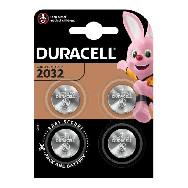 DURACELL Knopfbatterie CR2032, 3V, 4 Stück