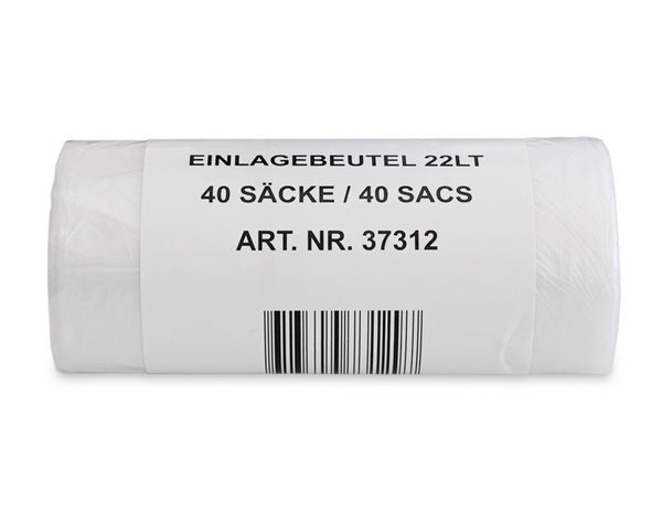 Einlagebeutel mit Verschlussband, 22 l, HD-PE, transparent, Rolle à 40 Säcke