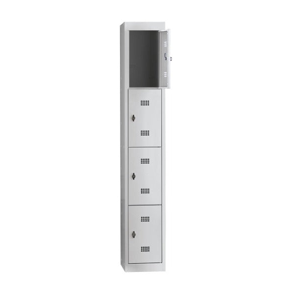 4er-Schliessfachschrank Hamburg, lichtgrau, 300 mm – 1 Stück