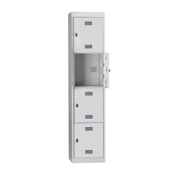 4er-Schliessfachschrank Hamburg, lichtgrau, 400 mm – 1 Stück