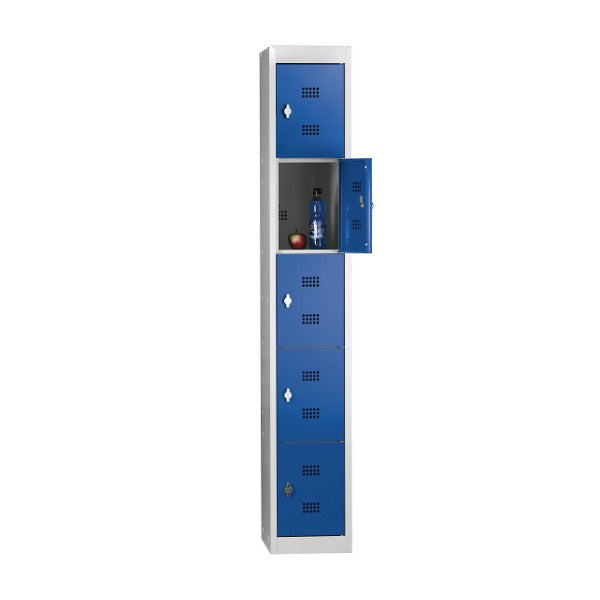 5er-Schliessfachschrank Hamburg, lichtgrau, 300 mm – 1 Stück