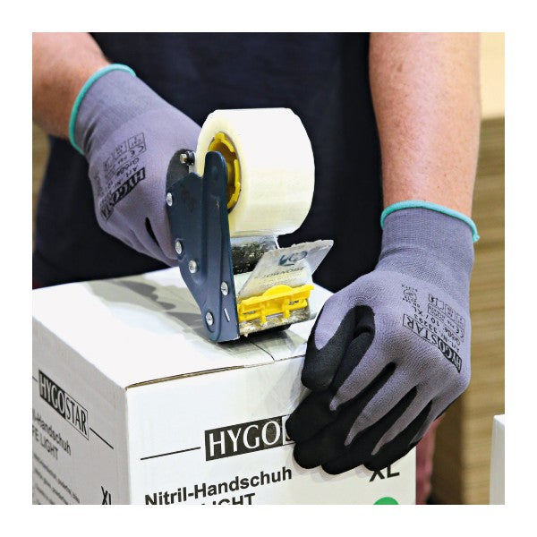 Arbeitshandschuhe Hygostar ERGO FLEX, Nylon, grau/schwarz, Nitril-PU-beschichtet, Grösse M – 12 Paar