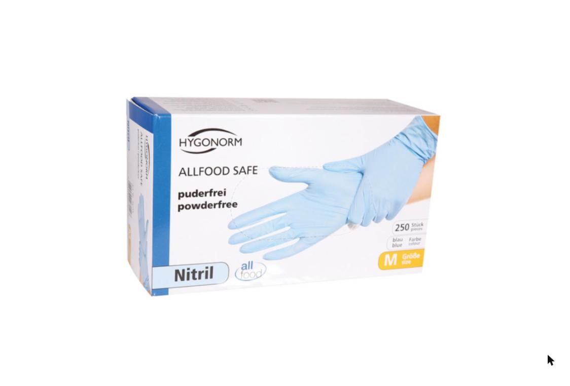 HYGONORM Allfood Safe Nitril-Einweghandschuhe blau puderfrei unsteril