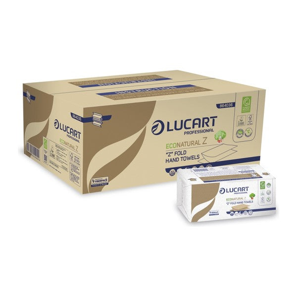 Handtuch Lucart EcoNatural Z, Z-Falzung, Recycling, 2-lagig, havanna, 23 × 23,5 cm – 3960 Blatt