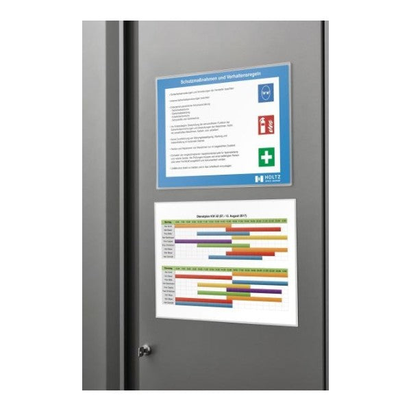 Magnetoplan Sichttasche an Wand angebracht mit Dokumenten