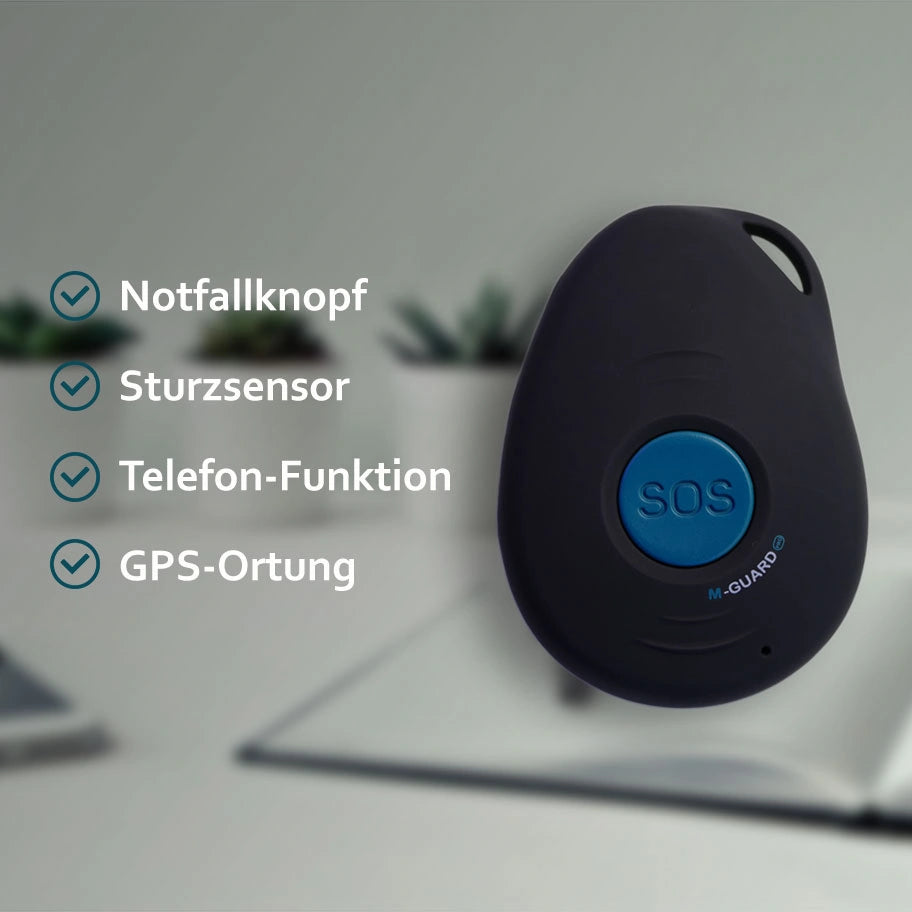 M-Guard Pro schwarz: Notfallknopf, Sturzsensor, Telefon-Funktion, GPS-Ortung